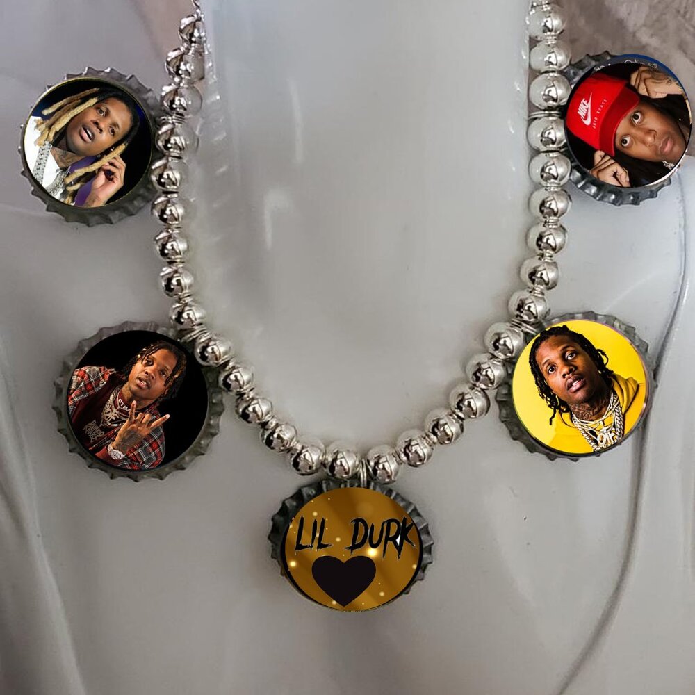 LIL DURK rapper bottlecap necklace artisan  beaded unique  must have